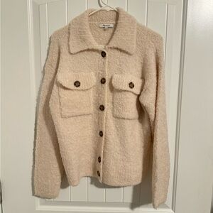 Madewell Jill Boucle Cream Textured Wool Alpaca Button up Shacket size Small NWT